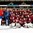 GRAND FORKS, NORTH DAKOTA - APRIL 24: Team Latvia after their 4-3 victory over Denmark during relegation round action at the 2016 IIHF Ice Hockey U18 World Championship. (Photo by Matt Zambonin/HHOF-IIHF Images)

